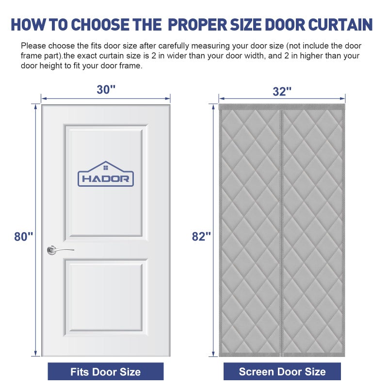 HADOR Magnetic Thermal Insulated Door Cover Curtain  Ultra-Durable Doorway Curtain 30"" x 80""  Temporary Door Insulation to Keep Warm in Winter and Cool in Summer  Soundproof Windproof Door Blanket - Image 2